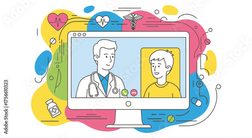 Doctor and patient video call for remote medical consultation