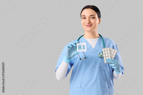 Female doctor with vitamin ...