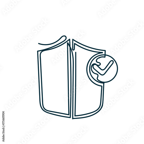continuous line drawing shield icon doodle
