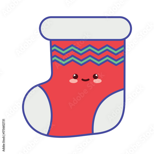 Cute Kawaii Christmas Stocking Vector