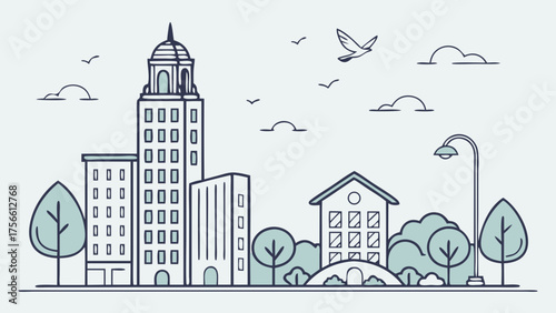 Toronto skyline vector cityscape is ideal for travel brochures, postcards, websites, and promotional materials. Enhance designs with this picturesque scene.