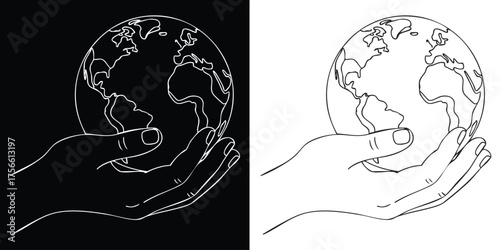 Protecting Earth with caring hands, world peace, sustainability and global care