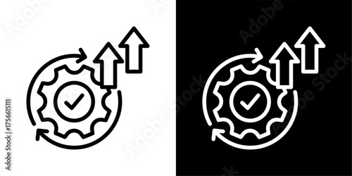 Continuous Improvement Icon Of Line Black And White Style Vector Illustration 