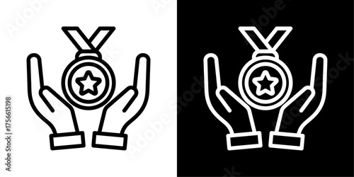 Excellence Icon Of Line Black And White Style Vector Illustration 