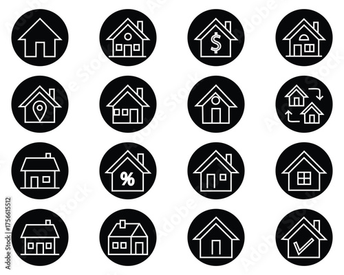 Smart Home and Connected House Icon Set – Vector Line and Graphic Designs for IoT and Wireless Technology