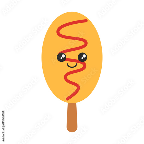 Cute Corn Dog with Ketchup