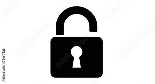 A black padlock icon with a keyhole, symbolizing security, privacy, and protection, it represents data encryption and access control