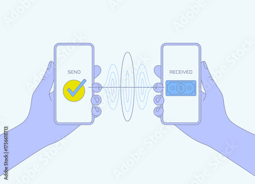 An image capturing the moment of a completed mobile payment between two users, demonstrating the effortless interaction and immediate financial exchange through technology.