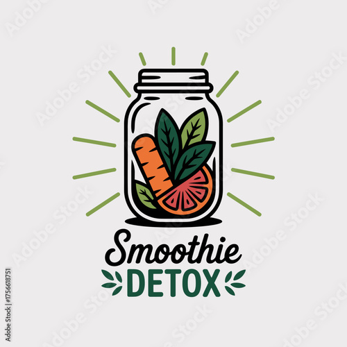 An artistic depiction of a smoothie jar filled with diverse fresh ingredients, symbolizing health and wellness, representing nutritious choices in modern lifestyles.