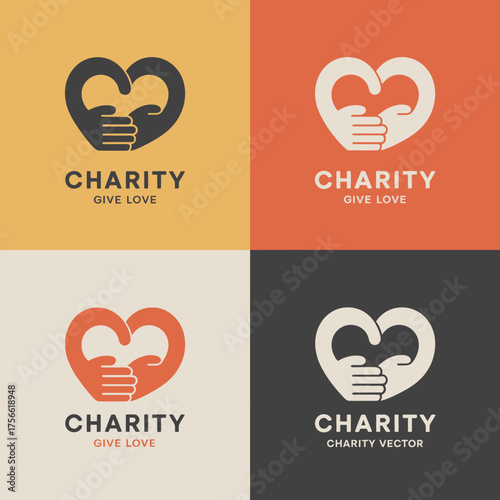 A stylized vector graphic showing a heart being embraced by two hands, symbolizing love and community support. Perfect for charity events and campaigns promoting goodwill.