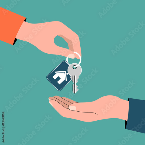 This image showcases a hand handing over a key to another hand, representing the pivotal moment of transferring ownership and the excitement of new opportunities.