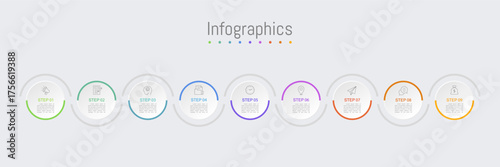 Infographic 9 options design elements for your business data. Vector Illustration.