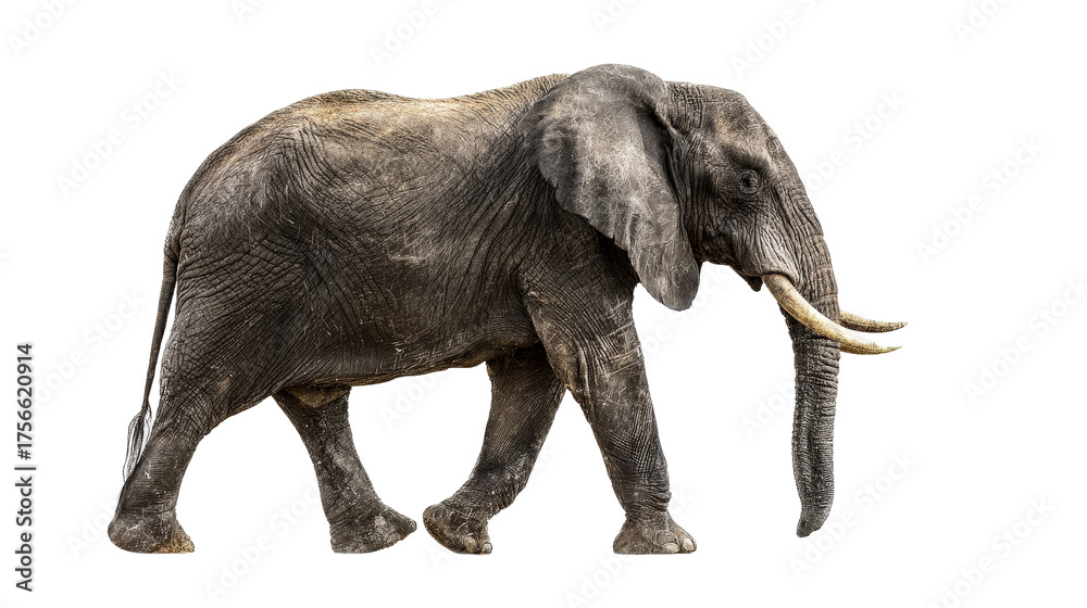 Fototapeta premium Elephant walking Transparent background, PNG file