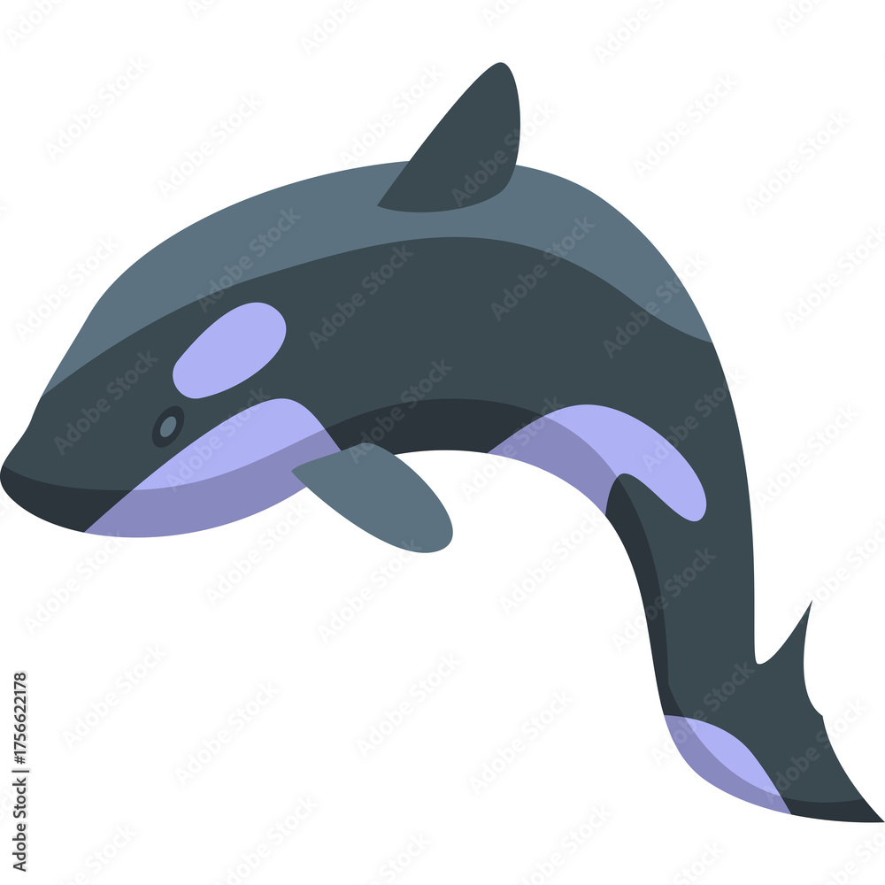 Fototapeta premium Stylized Orca Whale Illustration with Abstract Geometric Shapes on Transparent Background