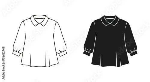 Blouse Designs Black and White Fashion Illustrations
