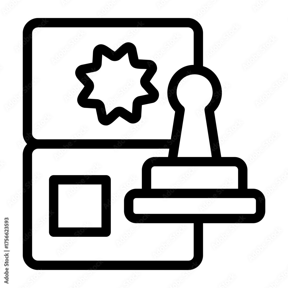 Obraz premium passport stamp Line Icon