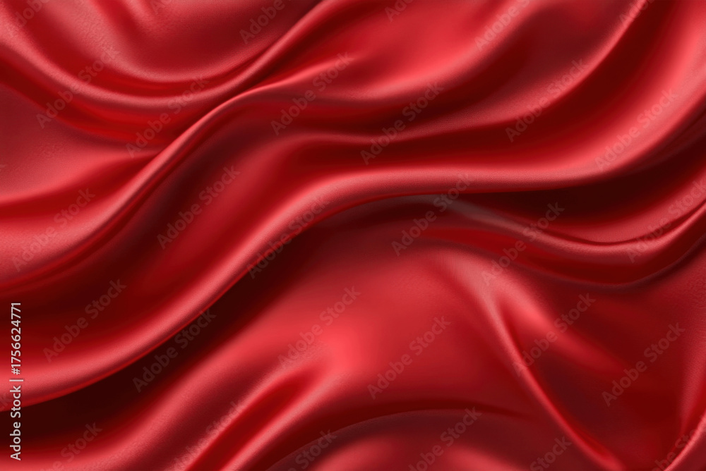 Obraz premium Luxurious Red Silk Fabric Texture with Elegant Folds and Soft Light Reflection — Vector Illustration for Fashion and Design Background