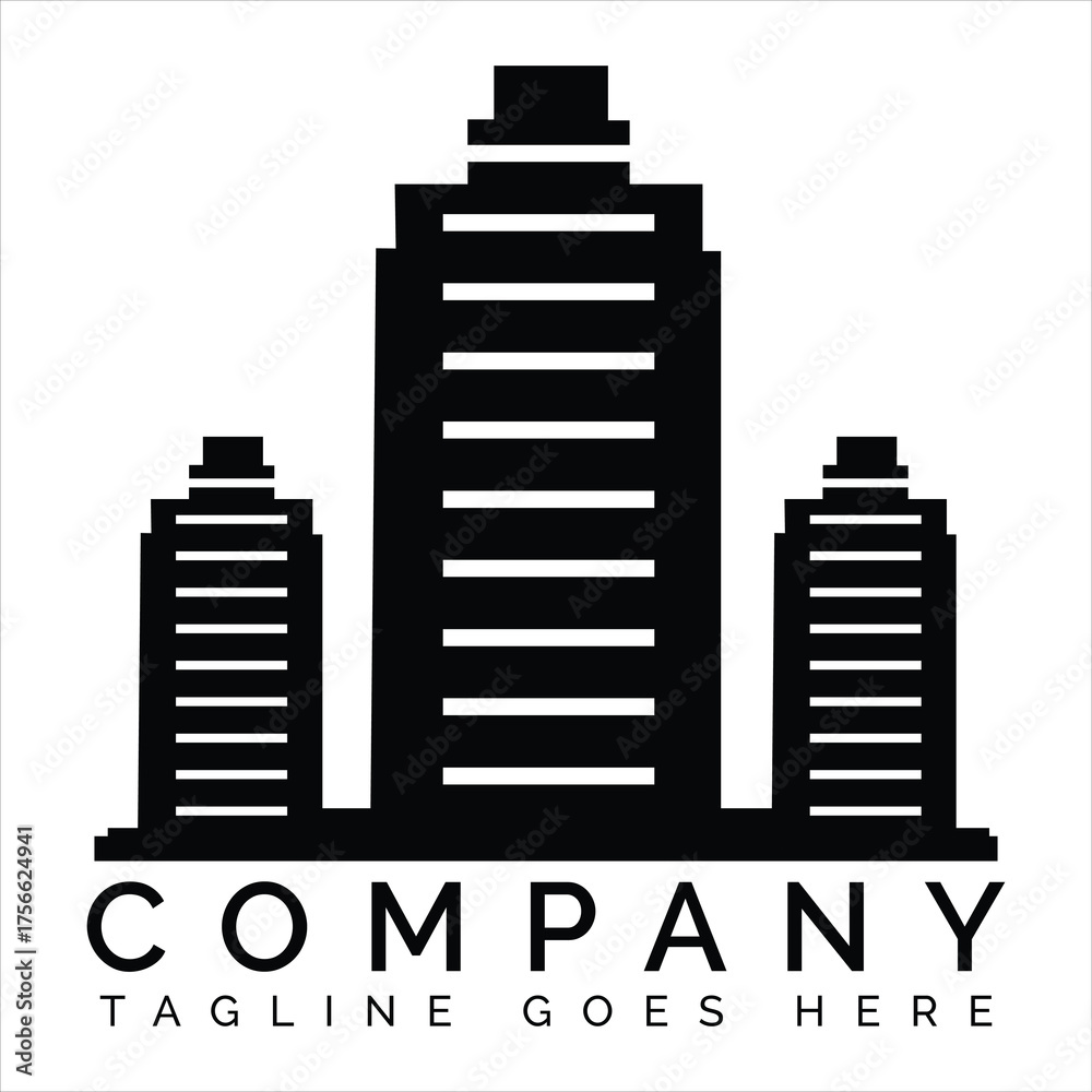Fototapeta premium Tall buildings with horizontal lines architecture city