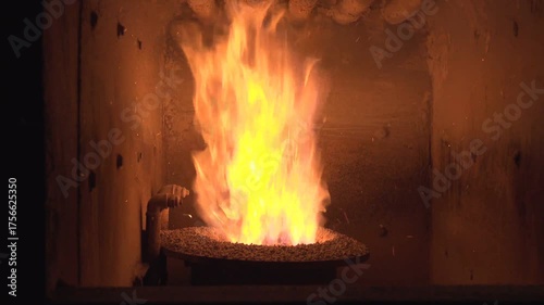 fire burning in the oven