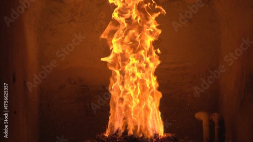 fire burning in the oven