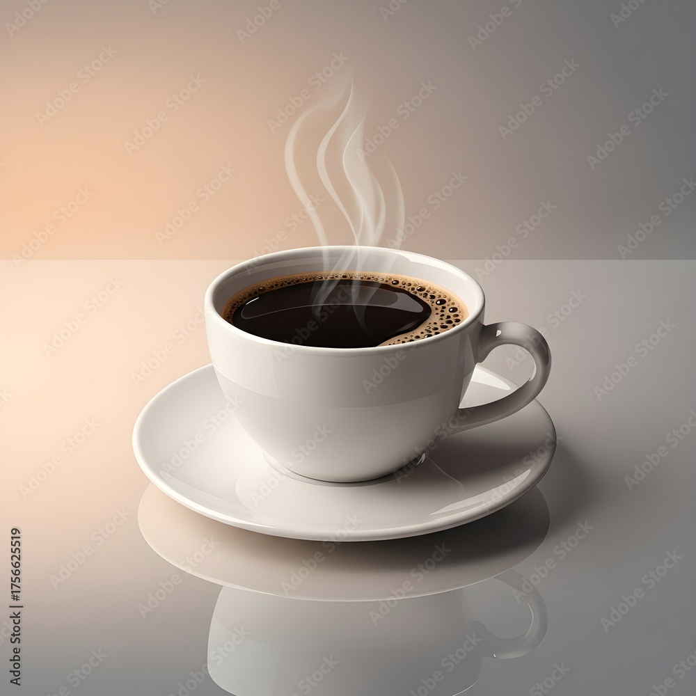 Obraz premium Hot Americano Simple Coffee Vector Illustration 
