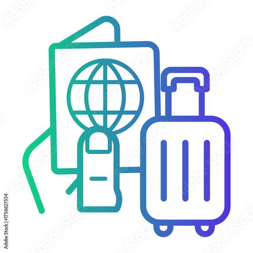 passport Line Gradient Icon