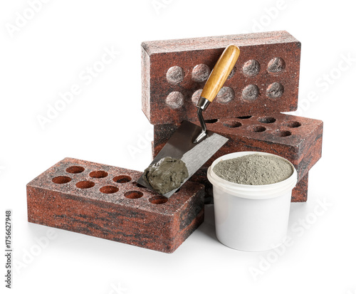 Construction bricks, trowel...