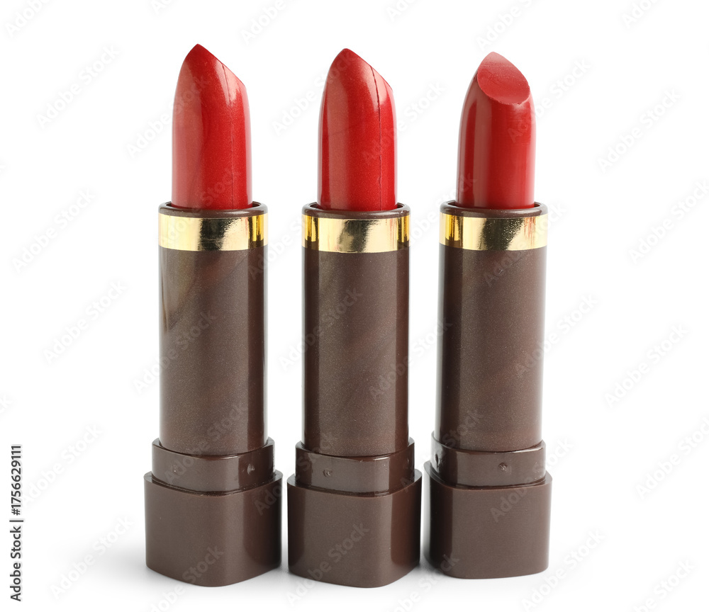 Fototapeta premium Red lipsticks on white background