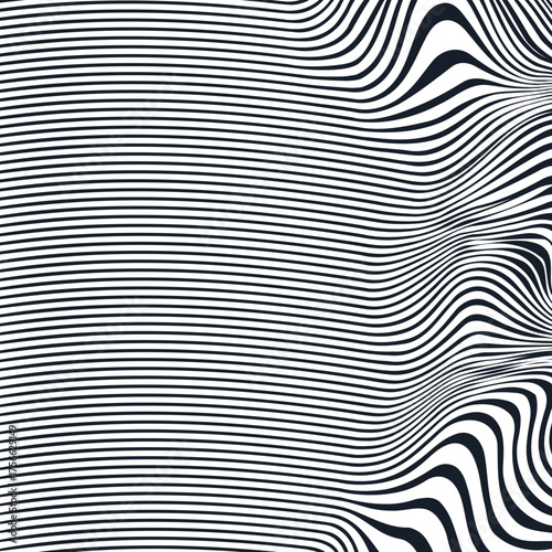 Striped art with distortion on the side.