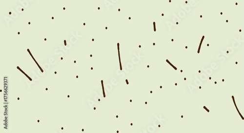 Abstract pattern of scattered dots and lines on a light background