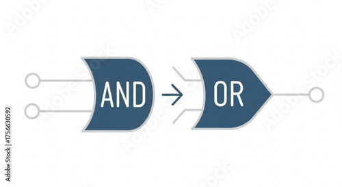Logic gate diagram showing an and gate connected to an or gate, illustrates the flow of information and decisionmaking processes