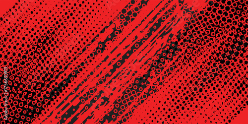 Dark red retro comic pop art background with dots, cartoon halftone background vector illustration