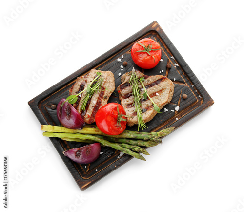 Tasty grilled steaks with v...