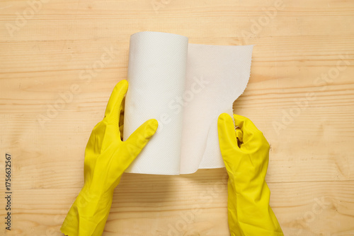 Female hands in rubber glov...