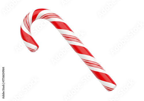 Red and White Candy Cane Isolated on White Background
