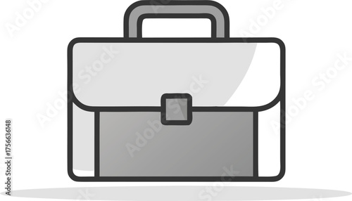 Black metal briefcase isolated on white background simple business bag icon vector illustration