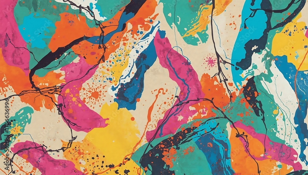 Obraz premium Vibrant Abstract Paint Splatter Collage Background