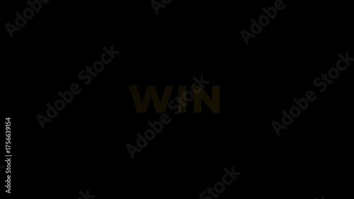 Text Animation with Gold Effect - Golden WIN Text on Black Background Victory Concept.