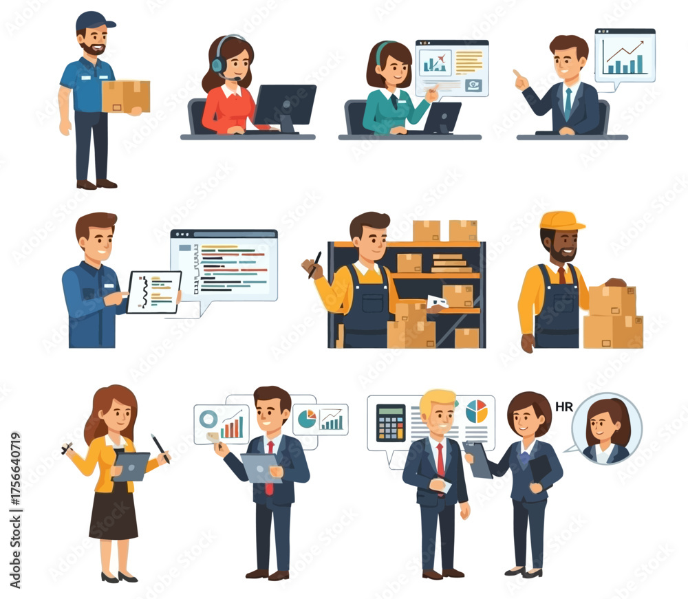 Fototapeta premium Diverse Professionals in Various Work Environments.