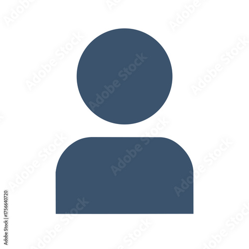 Modern and minimalist flat design user profile icon in a calm dark blue color.