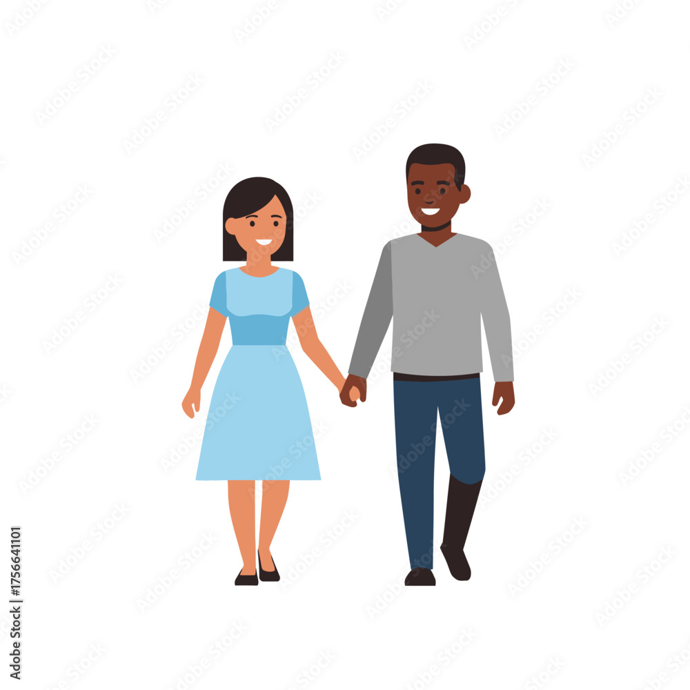 Obraz premium A happy couple walking hand in hand.