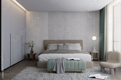 interior of a bedroom, minimalist style 