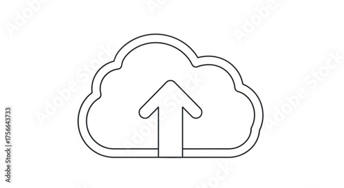 A simple illustration of a cloud upload icon, representing data transfer, backup, or sharing files online