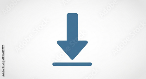 Download symbol blue arrow pointing down to a horizontal line, representing the action of downloading data or files