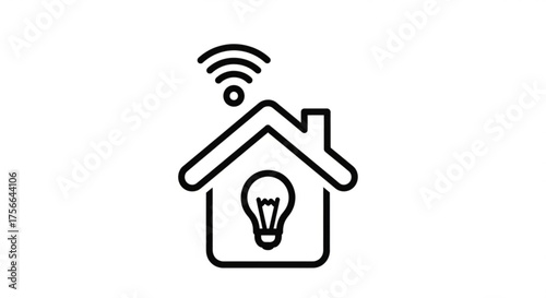 A smart home icon with a light bulb and wifi signal, perfect for illustrating home automation and technology