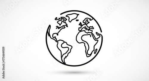 A minimalist line drawing of the earth, great for illustrating global concepts and themes with a modern touch