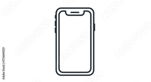 Smartphone icon simple line drawing of modern mobile phone with blank screen for app or website design and development