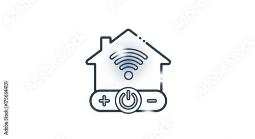 Smart home automation system icon symbol of house with wifi signal and control panel for temperature and power management