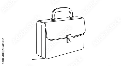 Continuous line drawing of a briefcase represents business, work, and professionalism in a minimalist style