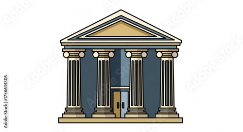 Illustration of a bank building a classic architectural design representing financial institutions and banking services